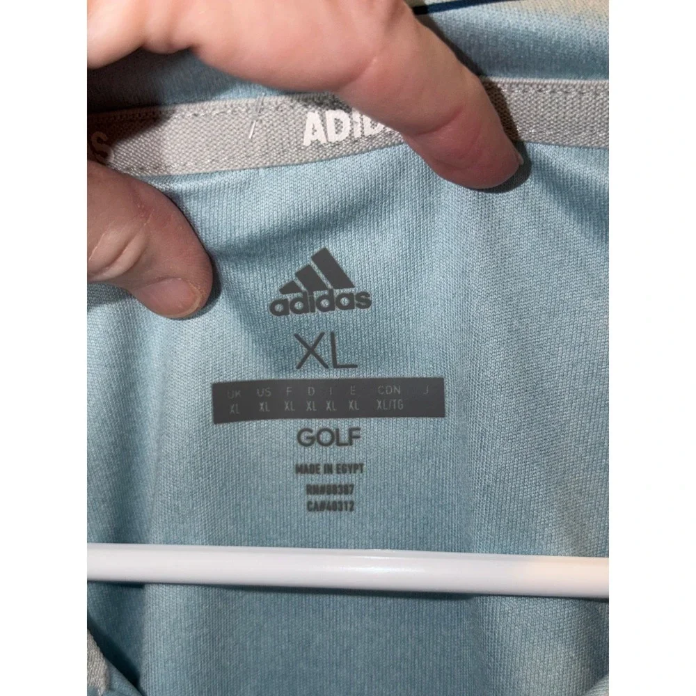 Adidas Golf Mens XL Blue Striped Short Sleeve Performance Polo Shirt